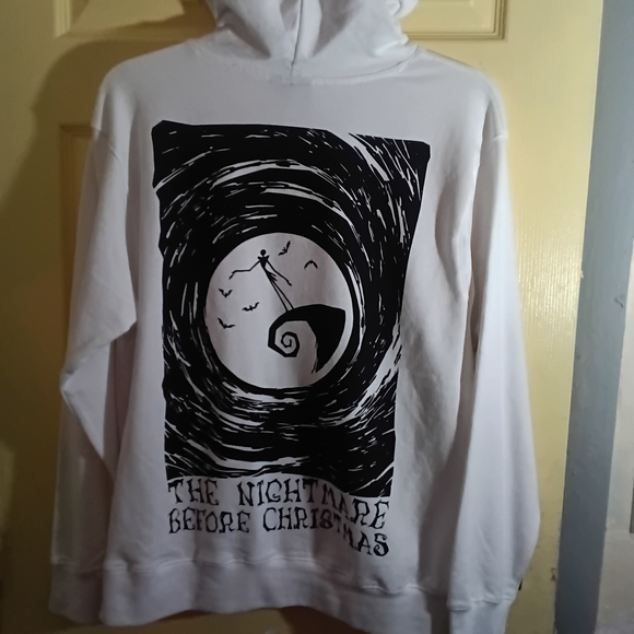 Nightmare Before Christmas White Pullover Hoodie Sweatshirt - Picture 4 of 5